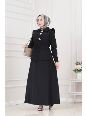 Sevitli Royal Etekli Ikili Bella Takım-Siyah