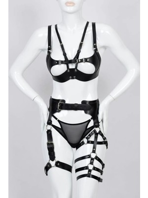 Luna Vanessa Yılbaşına Özel Body Deri Iç Çamaşırı Takımı -2186-YLBS-TK-S-2XL