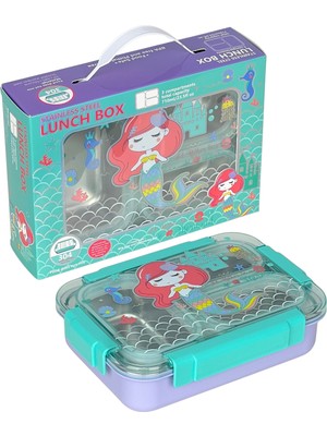 Dream Vest Bento 710ML Lunchbox Sevimli Dostlar Tek Katlı 3 Bölmeli Paslanmaz Çelik Sefer Tası Yemek Kutusu