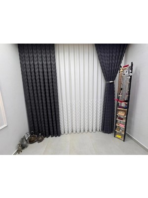 Nivemes Home Nivemeshome Ritim 3-0009 Antrasit 1/3 Pileli Fon Perde