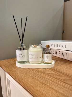 Elmessa Pudra Kokusu ve Kokulu Mum Dekoratif Kibrit Şişesi(Standlı ve Verniklidir)