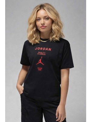 Nike Jordan Girlfriend Loose Fit Womens Tee Bol Kesim Kadın Günlük Tişört Siyah