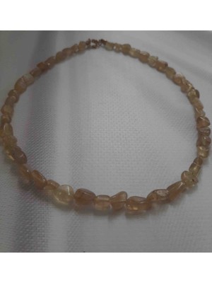 Shine Elagance Dogaltaş Sitrin Parayı Çeken Taş Olarak Bilinen Kapamaları Çelik Kadın Kolye Hediyelik