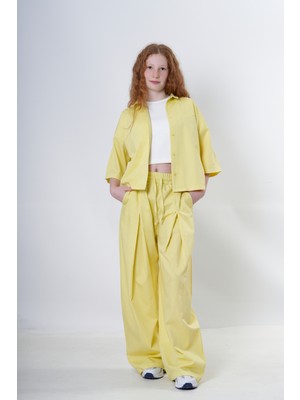 Haykids Kız Çocuk Yarım Kollu Gömlek ve Geniş Paça Pantolon Takım  - Rahat ve Şık Kombin