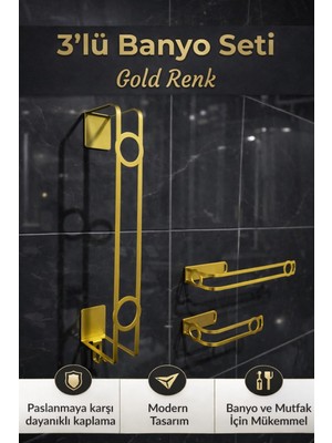 Edil Tasarım Havlu Askısı ,tuvalet Kağıtlık,3 Ürün Birlikte Banyo,tuvalet Takımı,yapışkanlı,montaj Gerektirmez