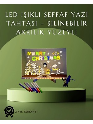 LED Pano – Neon Işıklı Silinebilir Akrilik Yazı Tahtası, 7 Renkli Kalem Dahil