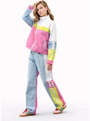 by Eylül Ertürk Colormix Pembe Detaylı Kot Ceket
