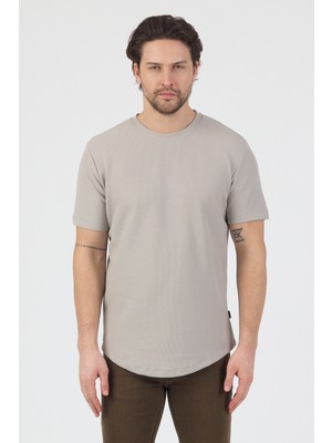 Danger Erkek Pirinç Dokulu Örme Basic Tshirt Gri