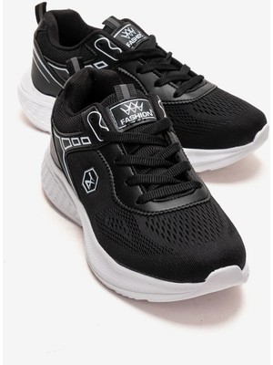 Ccway Bağlı Anorak Kadın Spor Ayakkabı Siyah Beyaz