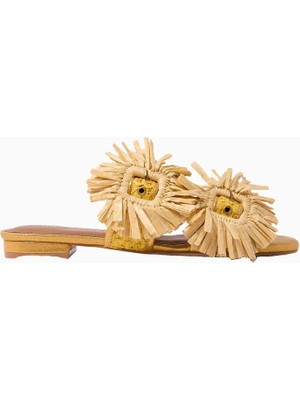 Kurt Geiger Raffia Buckle Zarif Tokalı Kadın Düz Sandalet