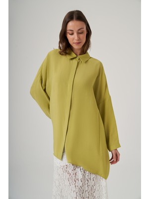 Nuss Oversize Basic Yazlık Gömlek 3001 Lime