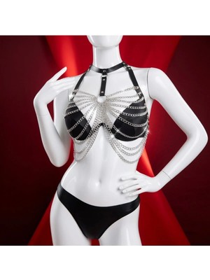 Luna Vanessa Yılbaşına Özel Body Deri Iç Çamaşırı Takımı -2075-YLBS-TK-S
