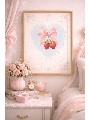 (Çerçevesiz) Vintage Fiyonk ve Puantiye Desen Tekli Poster