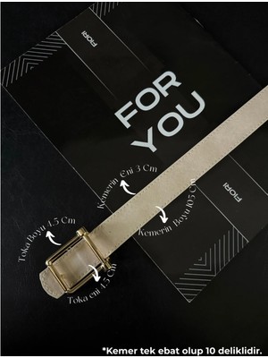 Fiori Kare Tokalı Kadın Kemeri, Pantolon Kemeri, Ceket Kemeri, Elbise Kemeri