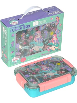 Dream Vest Bento 710ML Lunchbox Sevimli Dostlar Tek Katlı 3 Bölmeli Paslanmaz Çelik Sefer Tası Yemek Kutusu