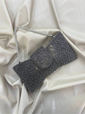 Queen Elizabeth Kurdele Abiye Taslı Parlak Çanta (15X28)