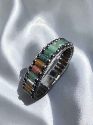 Basqio Doğal Taş Silindir Kesim Kilitli Bileklik - Aventurin