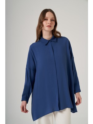 Nuss Oversize Basic Yazlık Gömlek 3001 Napoli Blue