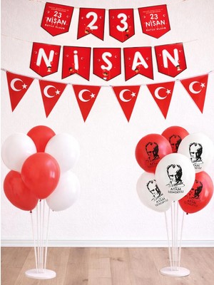 Parti Adresi 23 Nisan Flama Bayrak Balonlu Dekorasyon Seti 