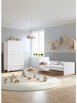 Setay Tetri Çocuk Odası, Tetri 3 Kapaklı Dolap, Lena Karyola - Beyaz