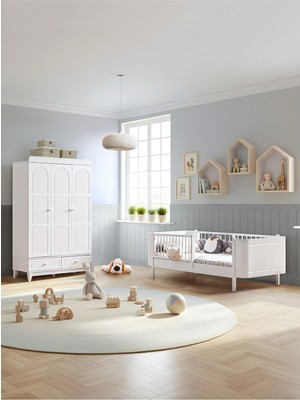 Setay Tetri Çocuk Odası, Tetri 3 Kapaklı Dolap, Perla Karyola - Beyaz