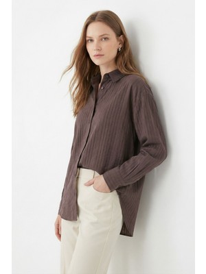 Rays Kahve Çizgi Detay Gömlek 7517