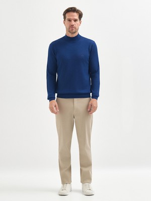 Karaca Mavi Yün Karışımlı Yarım Balıkçı Yaka Triko Kazak