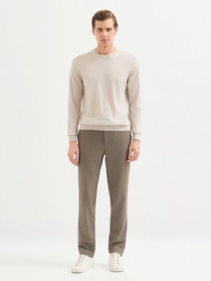 Karaca Taş Rengi %100 Pamuk Triko Kazak