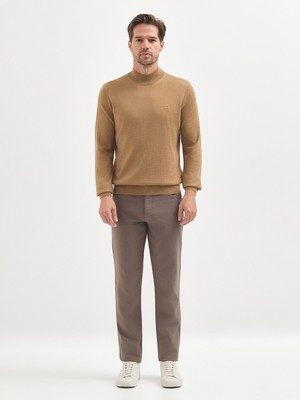 Karaca Camel Yün Karışımlı Yarım Balıkçı Yaka Triko Kazak