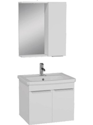 Vitra Quadrum Demonte Set, 65 Cm, Kapaklı, (Lavabo Dolabı, Yandan Dolaplı Ayna), Parlak Beyaz 65519