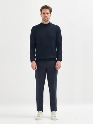 Karaca Lacivert Yün Karışımlı Yarım Balıkçı Yaka Triko Kazak