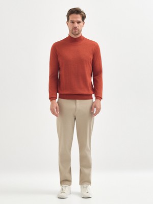 Karaca Turuncu Yün Karışımlı Yarım Balıkçı Yaka Triko Kazak