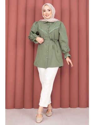 Asm Fisto Detaylı Bağcıklı Gömlek Haki