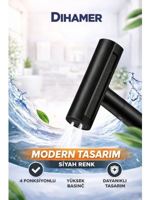 Dihamer 4 Fonksiyonlu Musluk Başlığı Ayarlanabilir Mutfak Lavabo Batarya Ucu Su Tasarruf Aparatı Kolay Kurulum Siya,antrasit,krom
