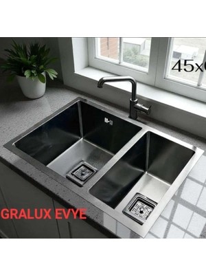 Gralux Evye Yeni Ürün 45 x 65 1.5 Gözlü Tezgah Üstü Uygulamalı Titanyum Pvd Kaplama