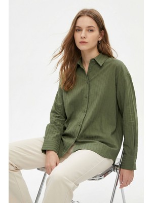 Rays Haki Çizgi Detay Gömlek 7517