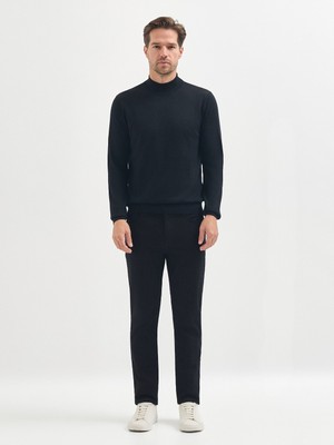 Karaca Siyah Yün Karışımlı Yarım Balıkçı Yaka Triko Kazak