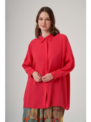 Nuss Oversize Basic Yazlık Gömlek 3001 Siglamen Fuşya