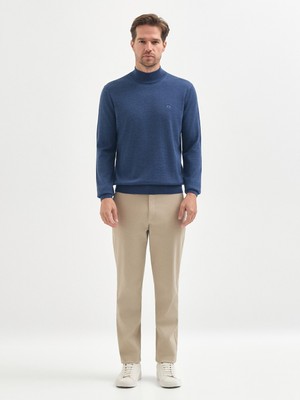 Karaca Indigo Yün Karışımlı Yarım Balıkçı Yaka Triko Kazak