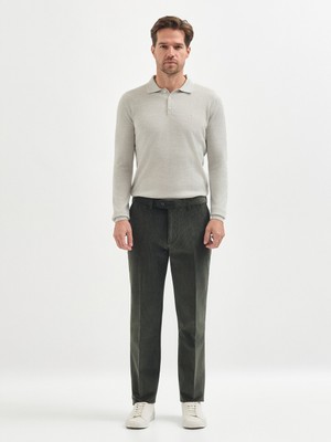 Karaca Haki Kadife Pamuk Karışımlı Klasik Pantolon