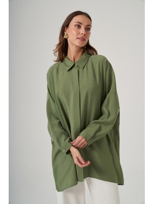 Nuss Oversize Basic Yazlık Gömlek 3001 Sarmaşık