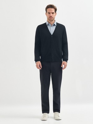 Karaca Siyah Yün Karışımlı Triko Hırka