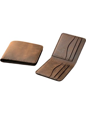 Huggy Craft Hakiki Deri Crazy Kahverengi Cüzdan – El Yapımı Gerçek Dana Derisi