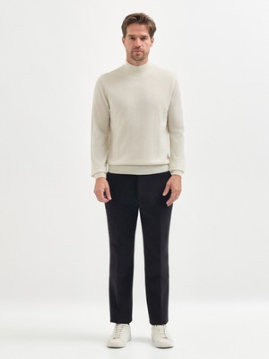 Karaca Ekru Yün Karışımlı Yarım Balıkçı Yaka Triko Kazak