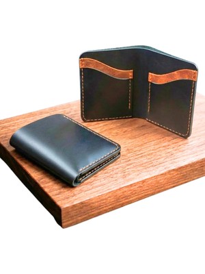 Huggy Craft Hakiki Dana Derisi Siyah Kartlık – El Yapımı Minimalist Cüzdan