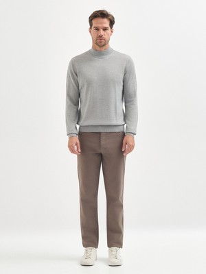 Karaca Açık Gri Yün Karışımlı Yarım Balıkçı Triko Kazak