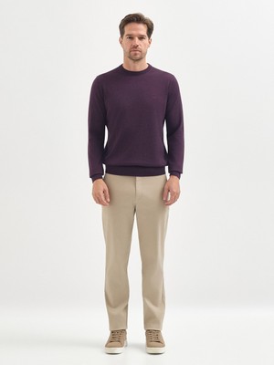 Karaca Mürdüm Yün Karışımlı Triko Kazak