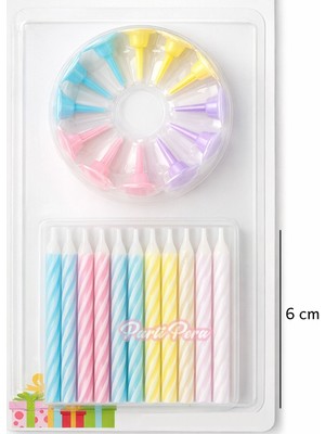 Parti Pera 24 Adet Mini Makaron Pasta Mumu Doğum Günü Pasta Mumu