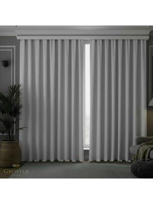 Groster Spor Açık Gri Blackout, Işık Güneş Geçirmez Karartma Perde Güneşlik, Fon Perde Pilesiz [enxboy]
