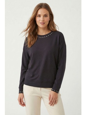 Rays Siyah Bisiklet Yaka Ispanyol Kol Bluz 8211